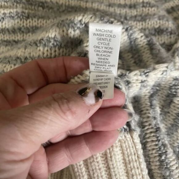 Sabine Open Waterfall Cardigan Sweater Grey Cream Sz Small Wool Cotton Blend a33 - Picture 10 of 11